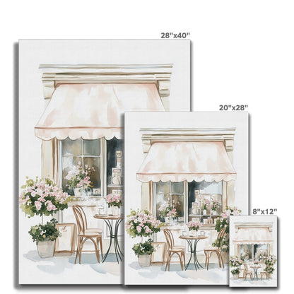 Jen Fargeot Creative | Watercolour | Parisian Café with Flower Pots | Wall Art | Canvas