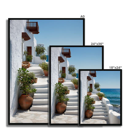 Jen Fargeot Creative | Mediterranean | Wall Art | Greek Stairs (2) | Framed Print