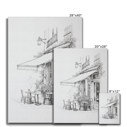 Jen Fargeot Creative | Parisian Coffee Shop Sketch Side Profile (2) | Wall Art | Canvas