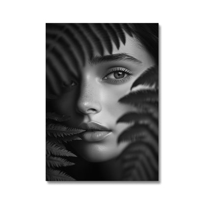 Jen Fargeot Creative | Black & White | Wall Art | Girl with Fern Leaves | Canvas