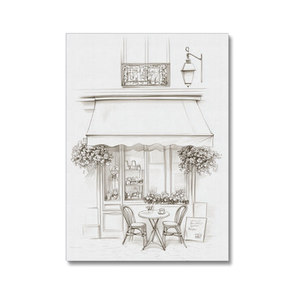 Jen Fargeot Creative | Pencil Drawing | Elegant Parisian Café | Wall Art | Canvas