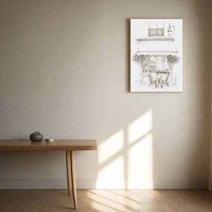 Jen Fargeot Creative | Pencil Drawing | Elegant Parisian Café | Wall Art | Canvas