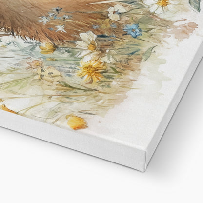 Jen Fargeot Creative | Children Watercolour | Wall Art | Teddy Bear in Wild Flowers | Canvas