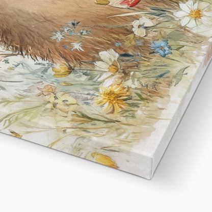 Jen Fargeot Creative | Children Watercolour | Wall Art | Teddy Bear in Wild Flowers | Canvas