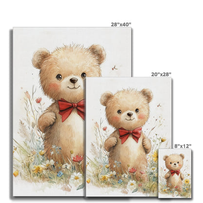 Jen Fargeot Creative | Children Watercolour | Wall Art | Teddy Bear in Wild Flowers | Canvas