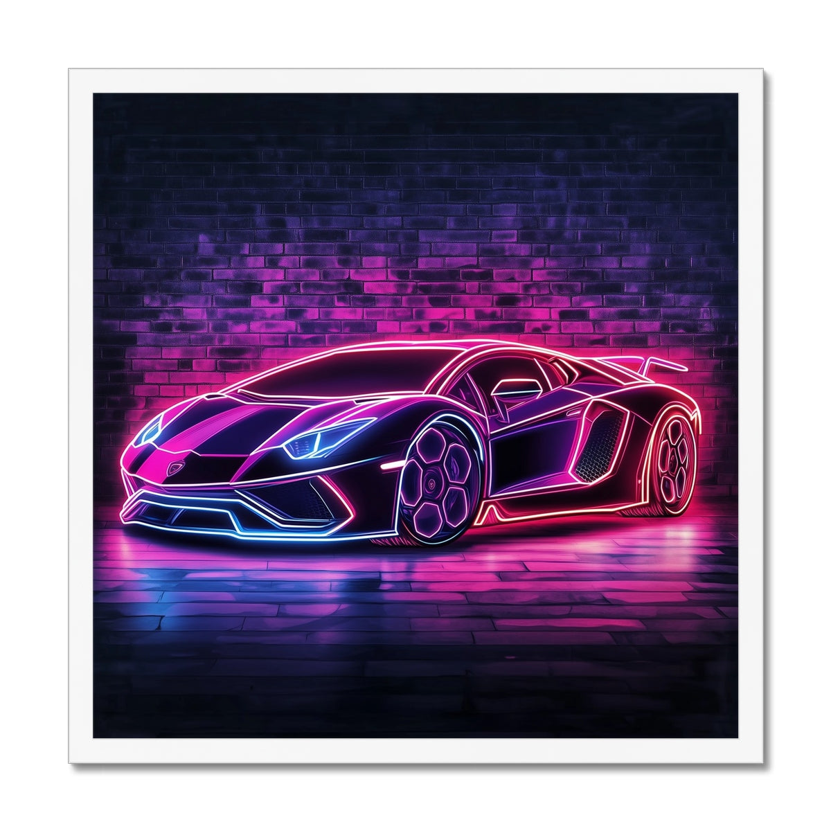 Jen Fargeot Creative | Kids | Wall Art | Neon Lamborghini | Framed Print