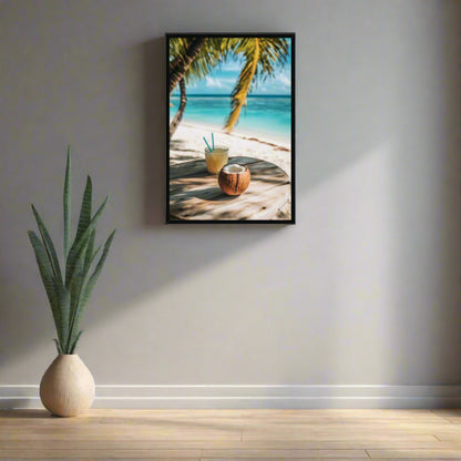 Jen Fargeot Creative | Beach | Wall Art | Beach, Coconut and Pina Colada | Framed Print