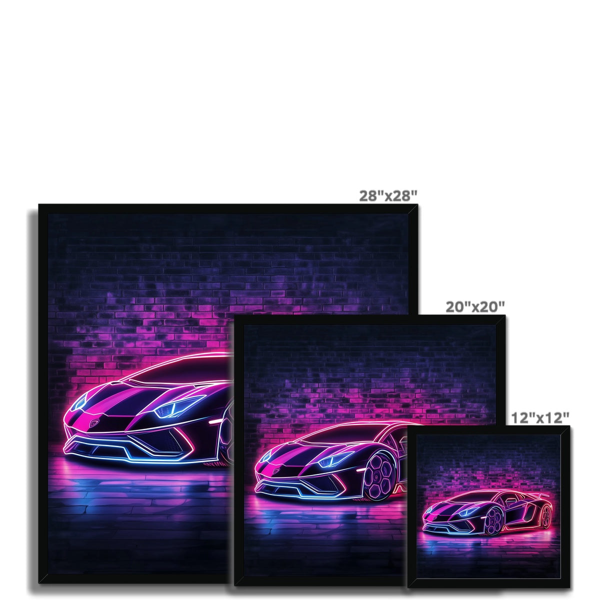 Jen Fargeot Creative | Kids | Wall Art | Neon Lamborghini | Framed Print