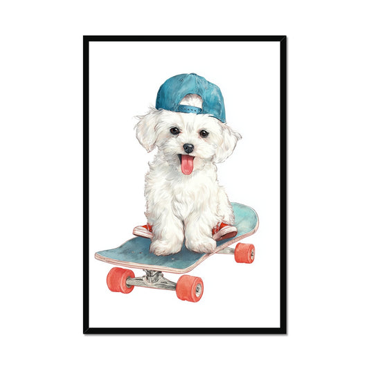 Jen Fargeot Creative | Animal | Wall Art | Skate Pup | Framed Print