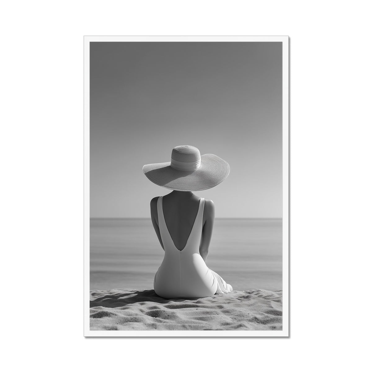 Jen Fargeot Creative | Black & White | Wall Art | Sitting on the Beach | Framed Print