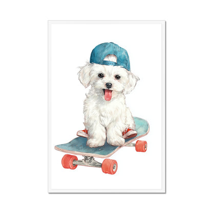 Jen Fargeot Creative | Animal | Wall Art | Skate Pup | Framed Print