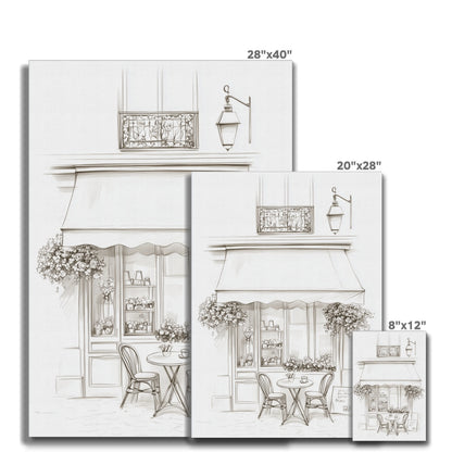 Jen Fargeot Creative | Pencil Drawing | Elegant Parisian Café | Wall Art | Canvas