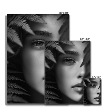 Jen Fargeot Creative | Black & White | Wall Art | Girl Behind Fern Leaves | Canvas
