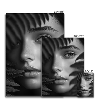Jen Fargeot Creative | Black & White | Wall Art | Girl with Fern Leaves | Canvas