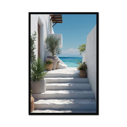 Jen Fargeot Creative | Mediterranean | Wall Art | Greek Stairs | Framed Print