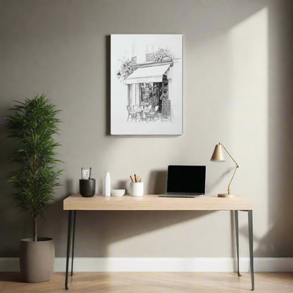 Jen Fargeot Creative | Pencil Drawing | Parisian Coffee Side Profile | Wall Art | Canvas