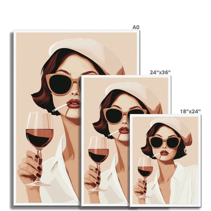 Jen Fargeot Creative | Illustration | Wall Art | Wine & Cigarettes | Framed Print