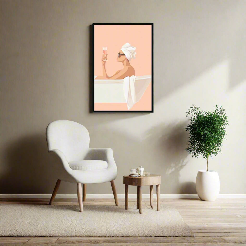 Jen Fargeot Creative | Illustration | Wall Art | Woman in the Tub (2) | Framed Print